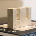 Dual Travertine Marble Taper Candle Holder with Minimalist Design for Home Decor
