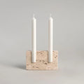 Dual Travertine Marble Taper Candle Holder with Minimalist Design for Home Decor