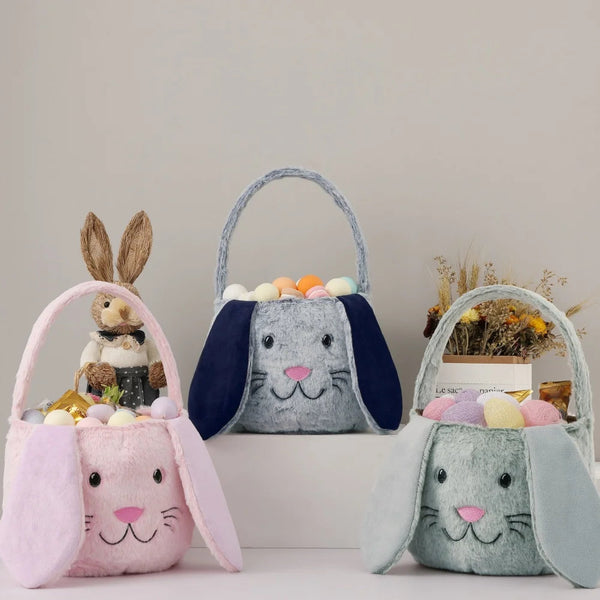 Easter Joy | Plush Easter Basket for Kids with Bunny Ears | Soft & Fluffy Design for Egg Hunts 1