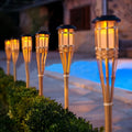 Eco-Friendly Solar Bamboo Flame Lights – 12-LED Solar Garden Lights for Outdoor Landscape Lighting, 2-Pack