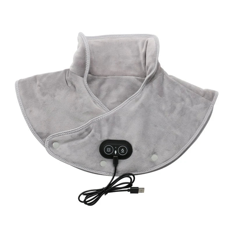 Electric Neck and Shoulder Heating Pad with Vibration Massage – Plush Contoured Design for Muscle Relief and USB Power