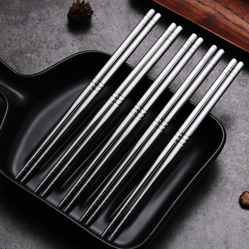 Elegant Dining | Stainless Steel Chopsticks Set with Ergonomic Grip | Reusable Utensils for Luxurious Mealtime 0