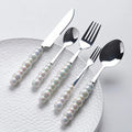 Elegant Flatware Set | Stainless Steel Cutlery with Pearl-Style Handles | Durable and Stylish for Everyday Use 0