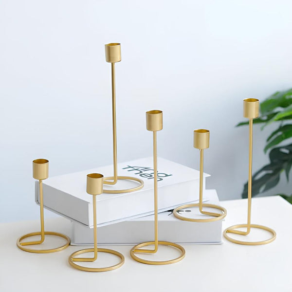 Elegant Gold Candle Holder with Sturdy Base – Metal Candle Stick Holder for Boho Chic Home Décor
