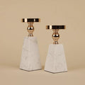 Elegant Gold Candle Holders in Pyramid Shape – Premium Marble Design, 7.68 and 8.7 Sizes for Modern Home Decor