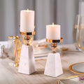 Elegant Gold Candle Holders in Pyramid Shape – Premium Marble Design, 7.68 and 8.7 Sizes for Modern Home Decor