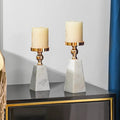 Elegant Gold Candle Holders in Pyramid Shape – Premium Marble Design, 7.68 and 8.7 Sizes for Modern Home Decor