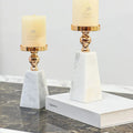 Elegant Gold Candle Holders in Pyramid Shape – Premium Marble Design, 7.68 and 8.7 Sizes for Modern Home Decor