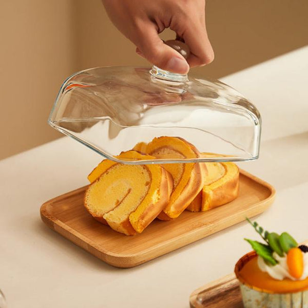 Elegant Kitchen Storage | Wood & Glass Butter Dish with Clear Lid | Perfect for Butter, Cheese, and Sweets 1