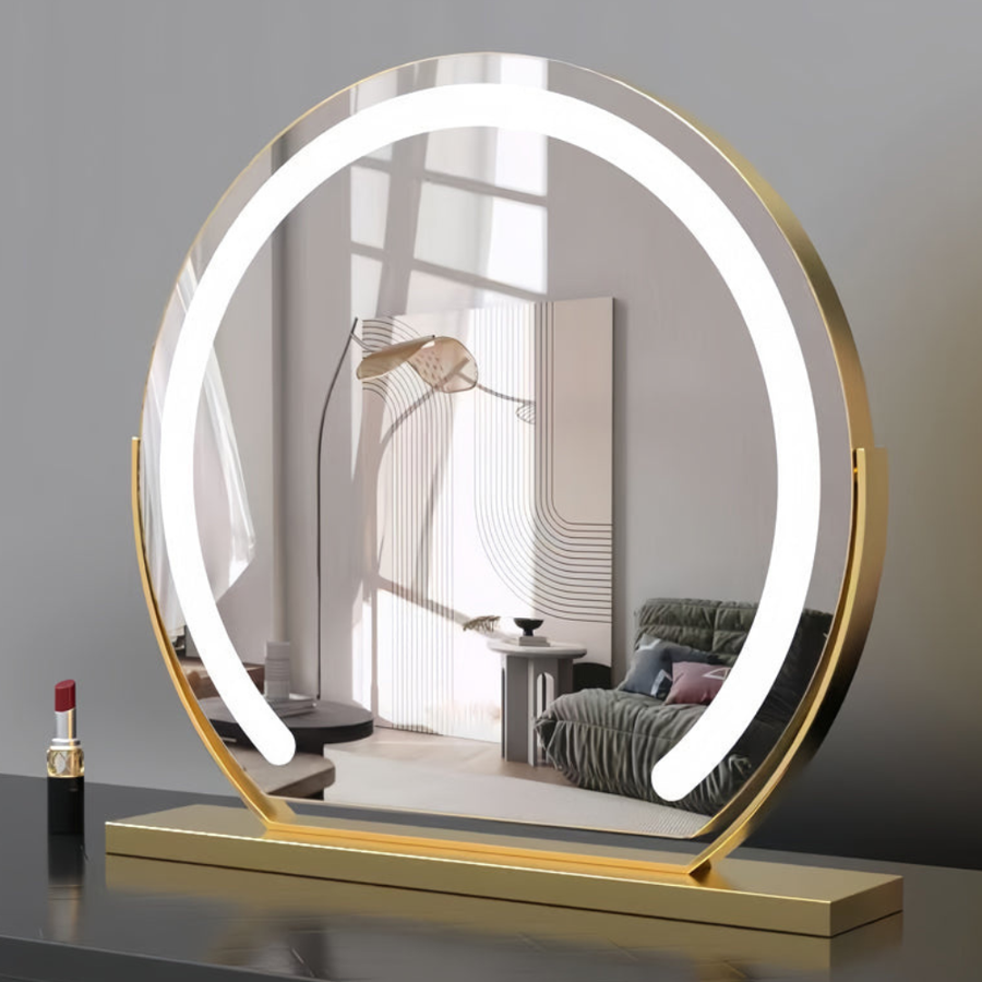 Elegant Touch Lighted Makeup Mirror with 360° Rotation & Adjustable Brightness | Modern Vanity Essential for Flawless Grooming 0