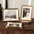 Elegant Wooden Photo Frame with Brass Accents | Freestanding Design for Timeless Display 1