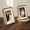 Elegant Wooden Photo Frame with Brass Accents | Freestanding Design for Timeless Display 2