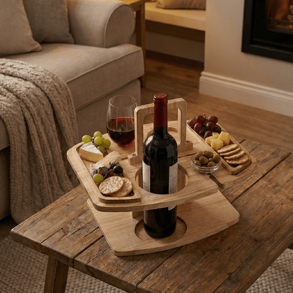 Elegant Wooden Picnic Table with Compartments for Snacks & Drinks | Stylish Outdoor Picnic Table for Memorable Gatherings 0