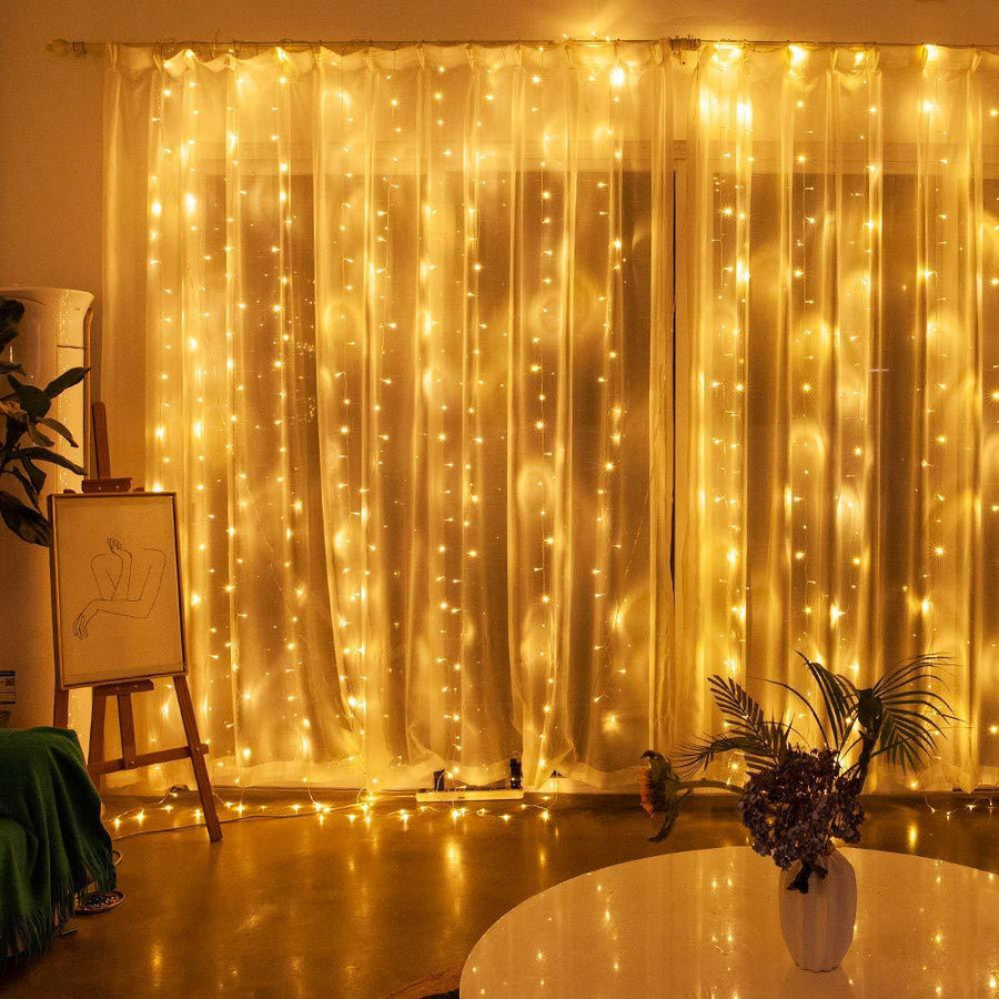 Fairy Curtain LED String Lights with Remote Control – Waterproof Indoor Outdoor Party Lights, 3m Warm White Twinkle Lights