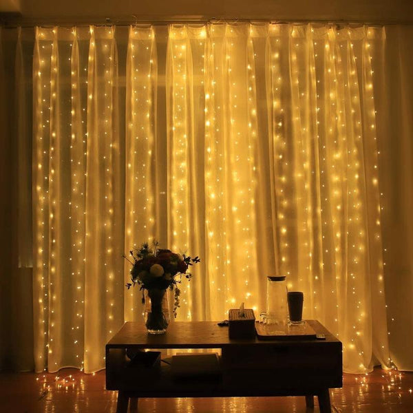 Fairy Curtain LED String Lights with Remote Control – Waterproof Indoor Outdoor Party Lights, 3m Warm White Twinkle Lights