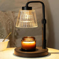 Flameless Candle Warmer Lamp with Adjustable Brightness and Timer – Black Metal and Glass Design for Safe Wax Melting