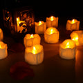 Flameless LED Candles – Flickering Battery Operated Candle Set, Warm White or Yellow, 12 Pack
