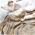 Floral Comfort Blanket, 100% Cotton Five-Layer Gauze Design for Year-Round Use, Lightweight & Breathable