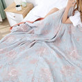 Floral Comfort Blanket, 100% Cotton Five-Layer Gauze Design for Year-Round Use, Lightweight & Breathable
