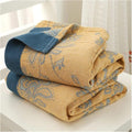 Floral Comfort Blanket, 100% Cotton Five-Layer Gauze Design for Year-Round Use, Lightweight & Breathable