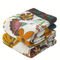 Floral Cotton Blanket Throw - Reversible Jacquard Design for Sofa and Bed - All-Season Comfort and Style