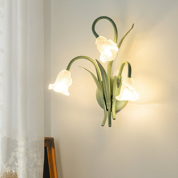 Floral Iron Wall Sconce Light with Smart Temperature Switching | Elegant Green Design for Vintage Interiors 0
