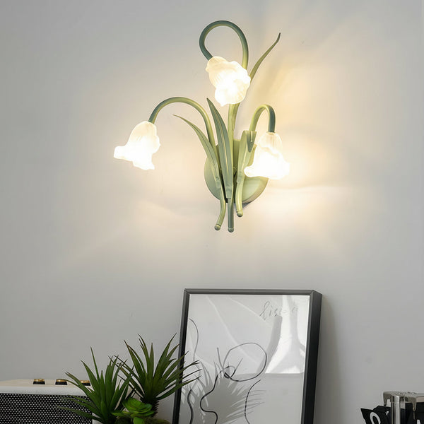 Floral Iron Wall Sconce Light with Smart Temperature Switching | Elegant Green Design for Vintage Interiors 1