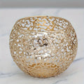 Geometric Iron Glow Sphere Candle Holder – Modern Votive Candle Holder for Tealights and LED Candles