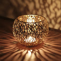 Geometric Iron Glow Sphere Candle Holder – Modern Votive Candle Holder for Tealights and LED Candles