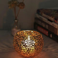 Geometric Iron Glow Sphere Candle Holder – Modern Votive Candle Holder for Tealights and LED Candles