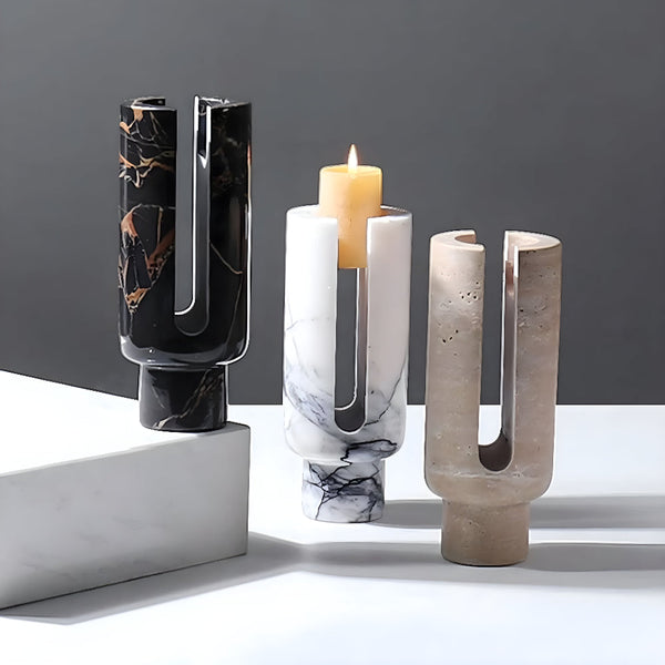 Geometric Marble Candle Holder – Modern Votive Candle Holder for Elegant Home Decor
