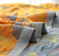 Ginkgo Leaf Throw Blanket, Reversible Yellow and Blue Design, Soft Cozy Fabric for Indoor and Outdoor Use