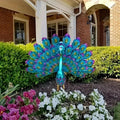Hand-Painted Metal Peacock Garden Sculpture – Elegant Outdoor Statue for Patios and Gardens