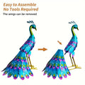 Hand-Painted Metal Peacock Garden Sculpture – Elegant Outdoor Statue for Patios and Gardens