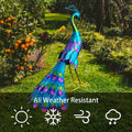 Hand-Painted Metal Peacock Garden Sculpture – Elegant Outdoor Statue for Patios and Gardens