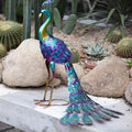 Hand-Painted Metal Peacock Garden Sculpture – Elegant Outdoor Statue for Patios and Gardens