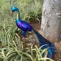 Hand-Painted Metal Peacock Garden Sculpture – Elegant Outdoor Statue for Patios and Gardens