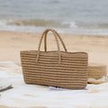 Handmade Straw Tote Bag with Spacious Interior and Drawstring Pouch – Lightweight Beach Bag for Casual Use