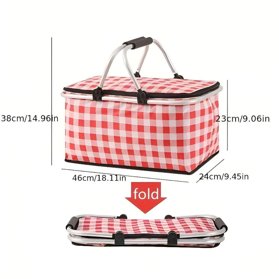 Insulated Foldable Picnic Basket Set, 22L Capacity with Lightweight Oxford Fabric, Ideal for Outdoor Food and Beverage Storage