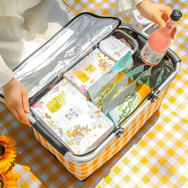 Insulated Foldable Picnic Basket Set, 22L Capacity with Lightweight Oxford Fabric, Ideal for Outdoor Food and Beverage Storage