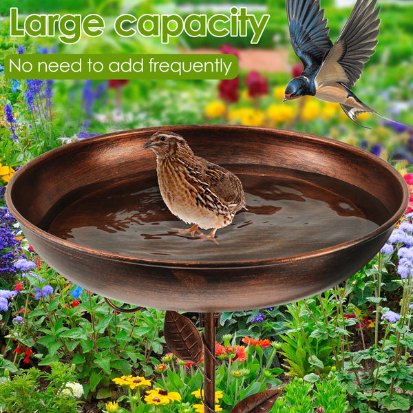 Iron Bird Bath with 30 cm Diameter Bowl – Durable Outdoor Feeding and Watering Bowl for Garden Decor