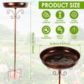 Iron Bird Bath with 30 cm Diameter Bowl – Durable Outdoor Feeding and Watering Bowl for Garden Decor