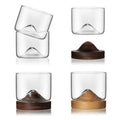Japanese Minimalist Whiskey Glass with Wooden Base – EDO Craftsmanship, Heat-Resistant, 51ml to 100ml Capacity