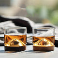 Japanese Minimalist Whiskey Glass with Wooden Base – EDO Craftsmanship, Heat-Resistant, 51ml to 100ml Capacity