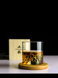 Japanese Style Whiskey Glass with Mountain Landscape Design – 200ml Heat-Resistant Glass in Elegant Wooden Box
