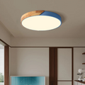 Scandinavian LED Ceiling Lamp – Wood & Acrylic Flush Mount, Dimmable, Nordic Minimalist