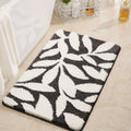 Leaf Pattern Non-Slip Bath Mat – Ultra-Soft Microfiber Bathroom Rug with Plush Thickness and Machine Washable Design