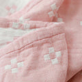 Lightweight Cotton Throw Blanket with Three-Layer Gauze – Breathable Diamond Dot Design for Year-Round Comfort