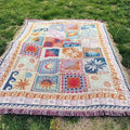 Lightweight Microfiber Outdoor Blanket – Durable Anti-Tear Picnic and Camping Mat with Decorative Fringes