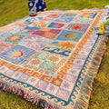 Lightweight Microfiber Outdoor Blanket – Durable Anti-Tear Picnic and Camping Mat with Decorative Fringes